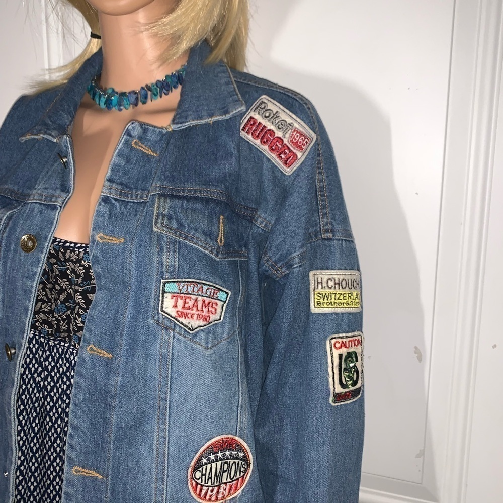 Jean/Denim Jacket with Patches XL - Picture 4 of 12